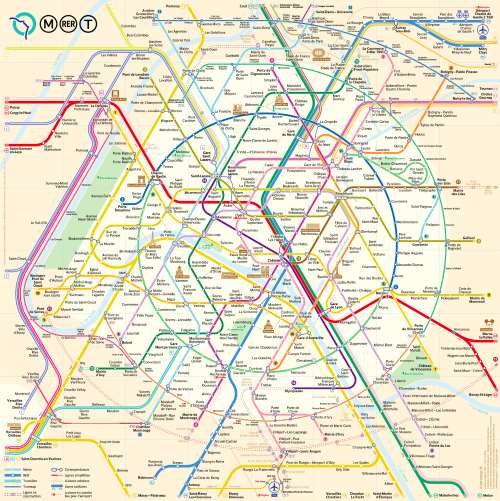 Mapa metra Paříž (pro zvětšení klikni)