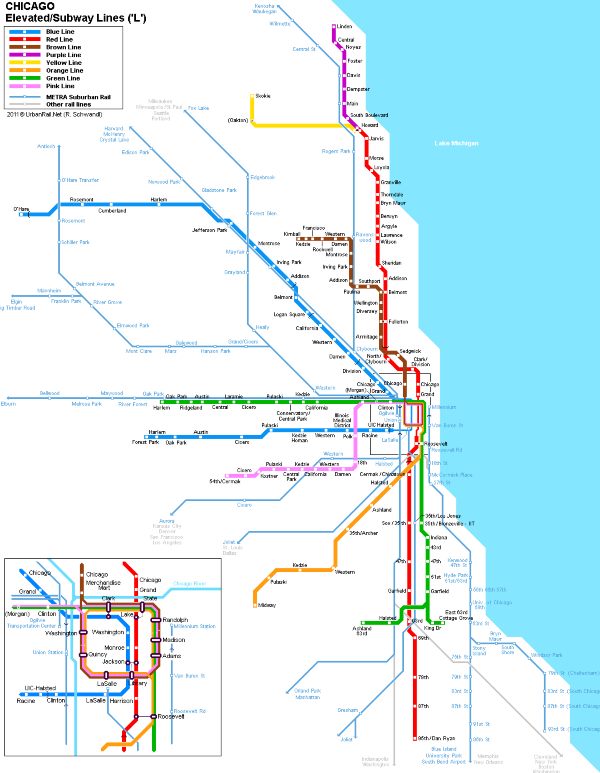Mapa metra Chicago (klikni pro plný formát)