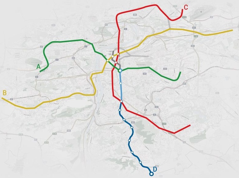 Metro D Praha Mapa slepá