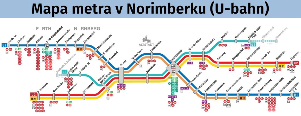 Mapa metra v Norimberku (U-bahn)