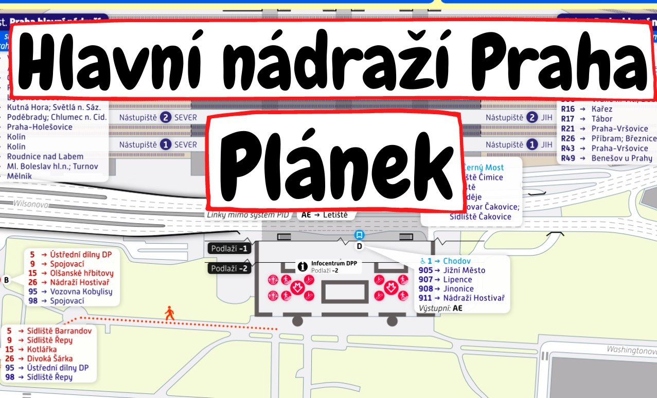 Plánek a mapa Hlavní nádraží Praha
